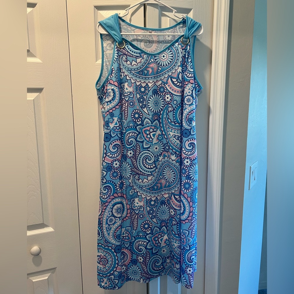 Blue Paisley Sleeveless Dress